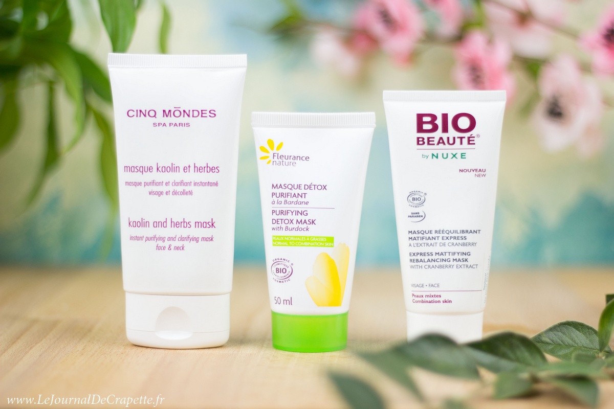 comparaison-masques-purifiants-bio-fleurance-nature-cinq-mondes-bio-beaute-nuxe